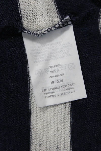 J Crew Womens Dark Blue Striped Linen Sleeveless Basic Tank Size M