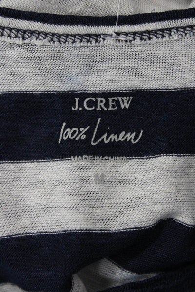 J Crew Womens Dark Blue Striped Linen Sleeveless Basic Tank Size M