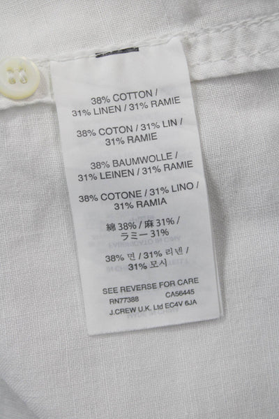 J Crew Womens White Collared Long Sleeve Tunic Button-Up Size 10 Tall