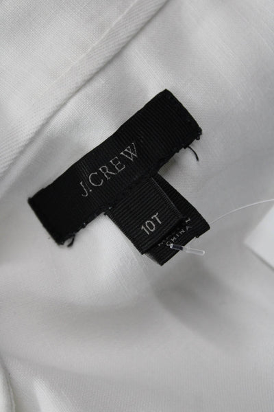 J Crew Womens White Collared Long Sleeve Tunic Button-Up Size 10 Tall