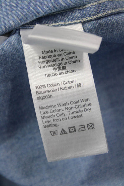 J Crew Womens Tunic Button Up Light Blue Cotton Long Sleeve Size 10 Tall