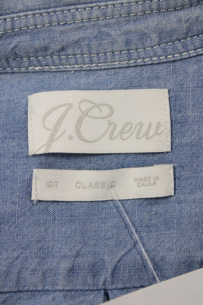 J Crew Womens Tunic Button Up Light Blue Cotton Long Sleeve Size 10 Tall