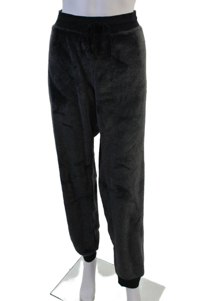 PJ Salvage Womens Drawstring Fuzzy Ribbed Knit Pajama Pants Gray Black Size XL