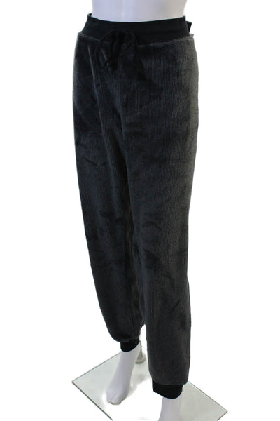 PJ Salvage Womens Drawstring Fuzzy Ribbed Knit Pajama Pants Gray Black Size XL