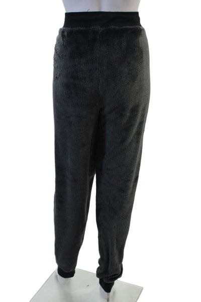 PJ Salvage Womens Drawstring Fuzzy Ribbed Knit Pajama Pants Gray Black Size XL