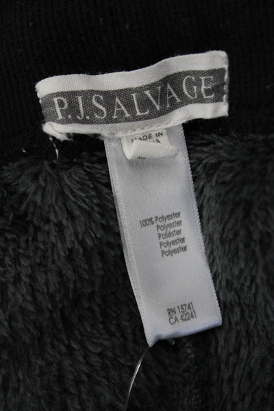 PJ Salvage Womens Drawstring Fuzzy Ribbed Knit Pajama Pants Gray Black Size XL