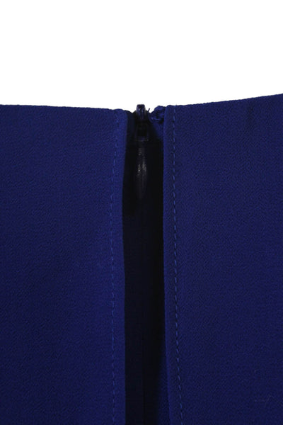 Eliza J Women Blouson Long Blue Sleeveless Crew Neck Tie Waist Dress Size 0