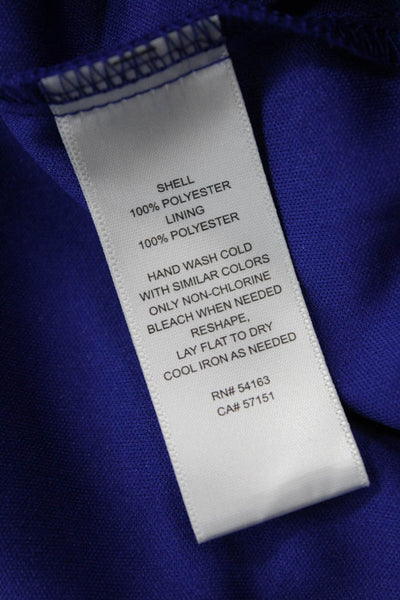 Eliza J Women Blouson Long Blue Sleeveless Crew Neck Tie Waist Dress Size 0