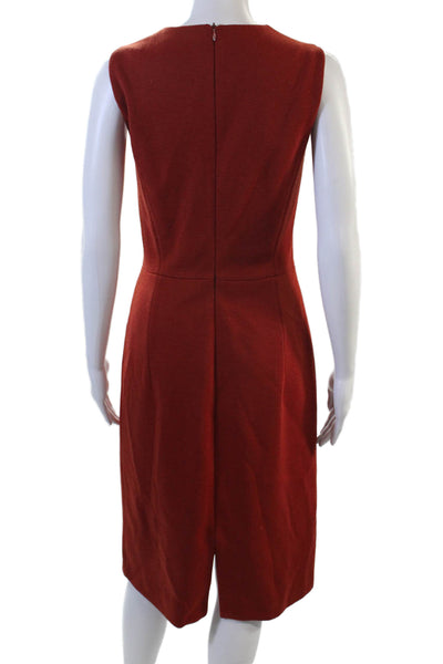 Barneys New York Women Sheath Dress Red Sleeveless Round Neck Zip Long Size 8
