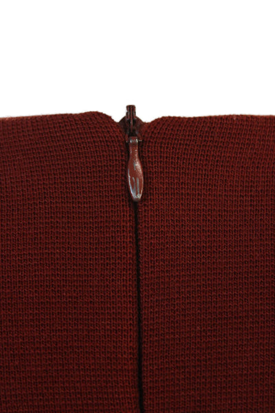 Barneys New York Women Sheath Dress Red Sleeveless Round Neck Zip Long Size 8