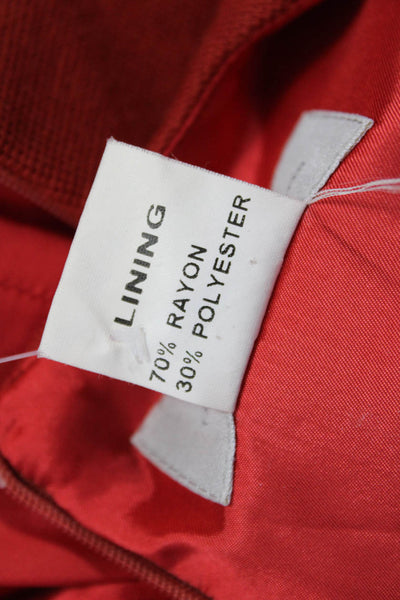 Barneys New York Women Sheath Dress Red Sleeveless Round Neck Zip Long Size 8