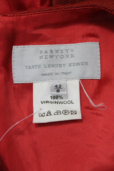 Barneys New York Women Sheath Dress Red Sleeveless Round Neck Zip Long Size 8