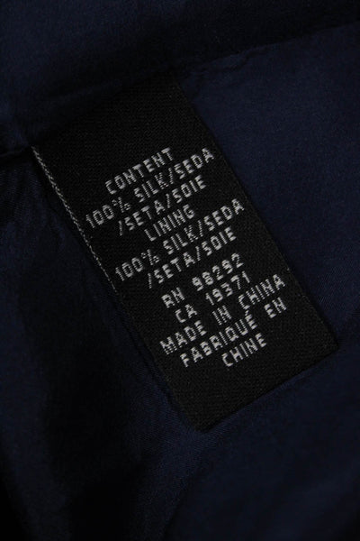 Tibi Womens Dark Blue Silk Square Neck Short Sleeve Shift Dress Size 6