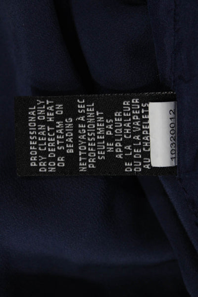 Tibi Womens Dark Blue Silk Square Neck Short Sleeve Shift Dress Size 6