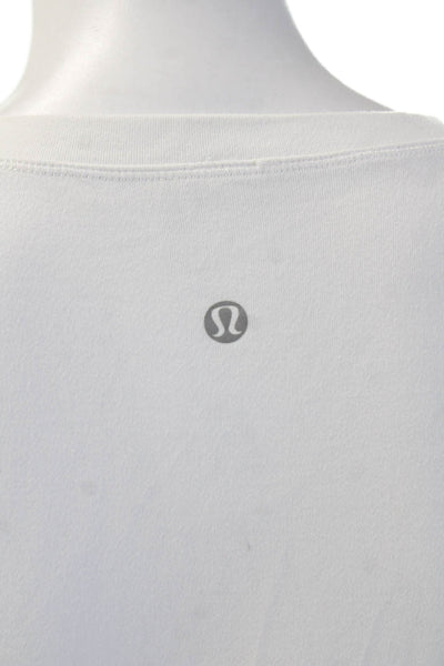 Lululemon Women Basic T-Shirt White Nylon Crew Neck Long Sleeve Size 4