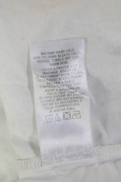 Velvet Womens Basic White Linen Button-Up Blouse Long Sleeve Size M