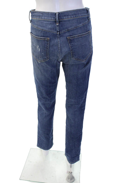 Rag & Bone Unisex Ankle Straight Jeans Blue High Rise Button Size 27