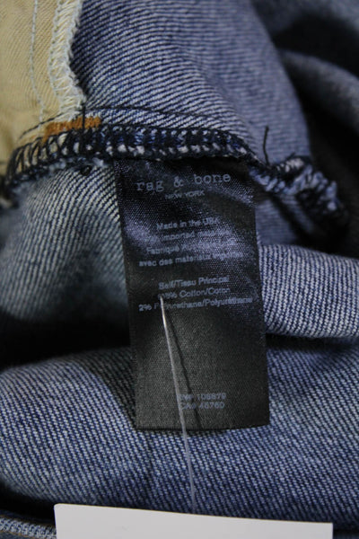 Rag & Bone Unisex Ankle Straight Jeans Blue High Rise Button Size 27