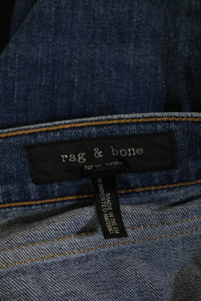 Rag & Bone Unisex Ankle Straight Jeans Blue High Rise Button Size 27