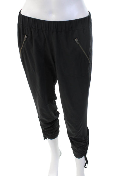 Athleta Womens Cropped Jogger Pants Black Drawstring Recycled Polyester Size 2