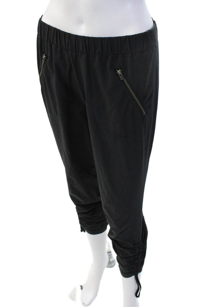 Athleta Womens Cropped Jogger Pants Black Drawstring Recycled Polyester Size 2