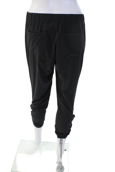 Athleta Womens Cropped Jogger Pants Black Drawstring Recycled Polyester Size 2