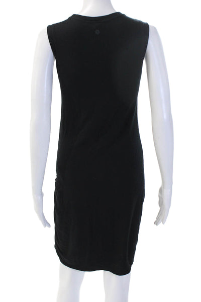 Zella Women Sheath Tank Dress Black Crewneck Sleeveless Drawstring Size XS