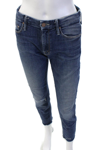 Mother Women Ankle Skinny Jeans Dark Blue High Rise Size 25