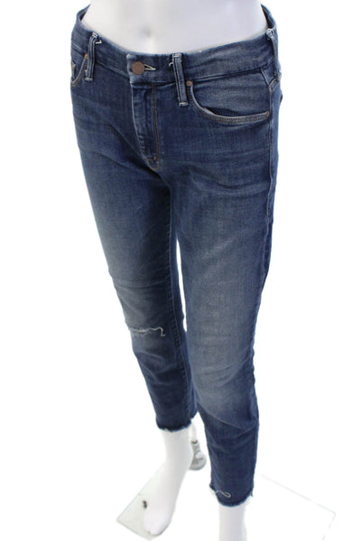 Mother Women Ankle Skinny Jeans Dark Blue High Rise Size 25