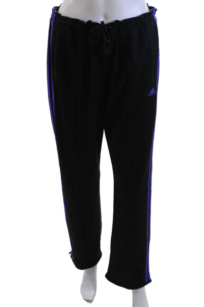 Adidas Unisex Black Striped Polyester Sweatpants Drawstring Size M
