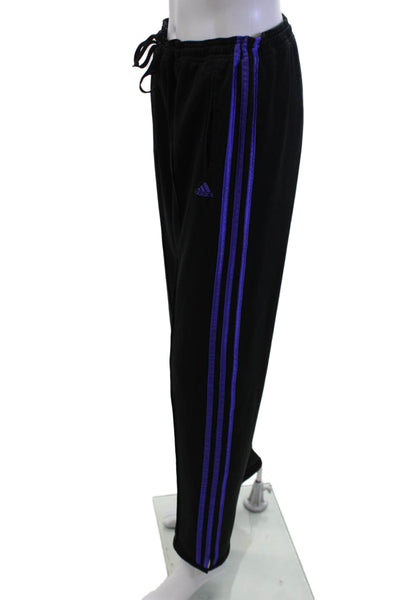 Adidas Unisex Black Striped Polyester Sweatpants Drawstring Size M