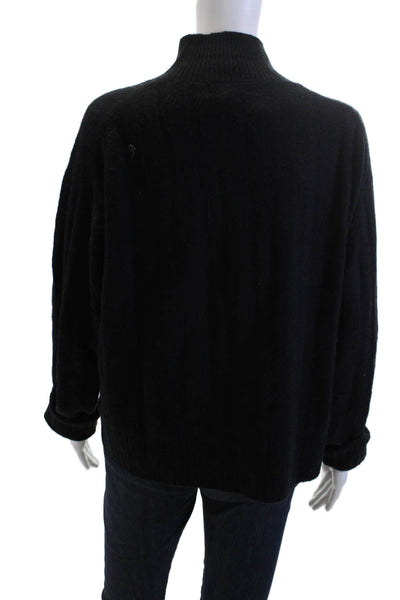 J Crew Womens Pullover Sweater Black Mock Neck Merino Blend Size M