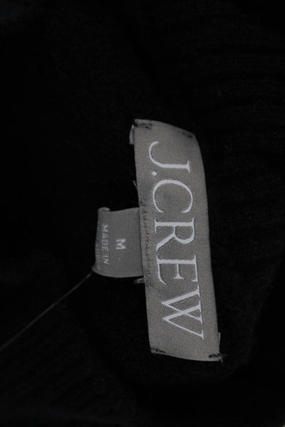 J Crew Womens Pullover Sweater Black Mock Neck Merino Blend Size M