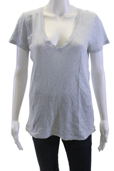 J Crew Womens Gray V-Neck Short Sleeve Basic T-Shirt 100% Cotton Size M
