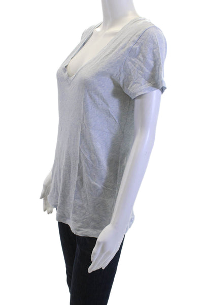 J Crew Womens Gray V-Neck Short Sleeve Basic T-Shirt 100% Cotton Size M