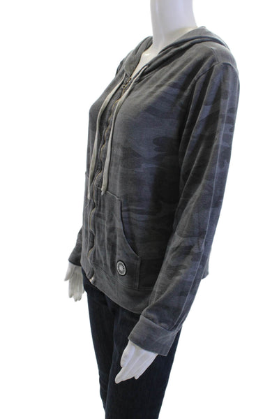 Soul Cycle Unisex Full-Zip Hoodie Dark Gray Camo Army Graphic Drawstring Size L
