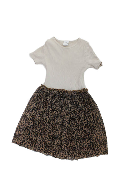 Zara Girls Short Sleeve Colorblock Short Dress Nude Size 08