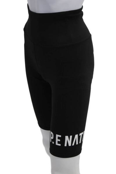 P.E Nation Unisex Biker Shorts Black Graphic Size M