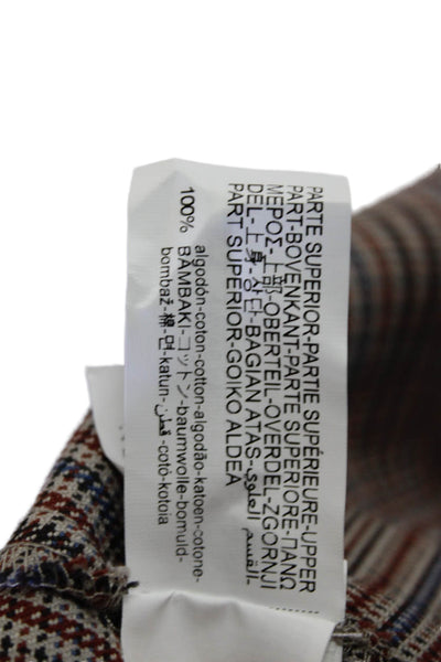 Zara Girls Cotton Blend Plaid Pleated Long Sleeve Dress Brown Size 13-14