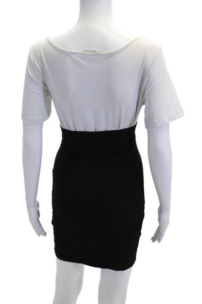 Ounce Womens Black Bodycon Pencil Skirt Hook & Eye Mini Size S