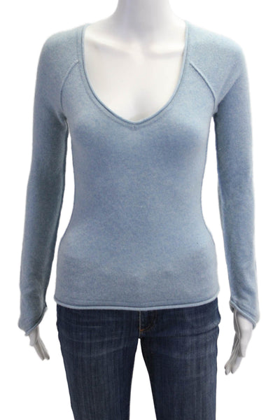 Joie Womens Pullover V-Neck Wool Blend Sweater Light Blue Long Sleeve Size S