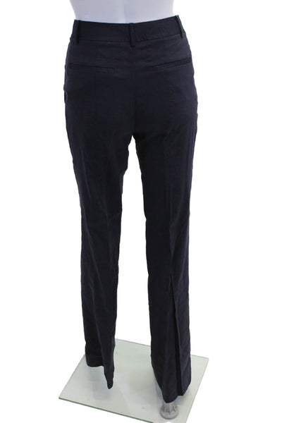 Theory Unisex Dress Pants Dark Blue Button Linen Blend Size 0