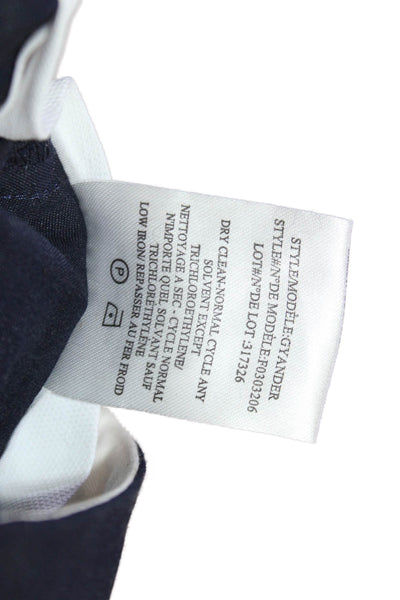 Theory Unisex Dress Pants Dark Blue Button Linen Blend Size 0