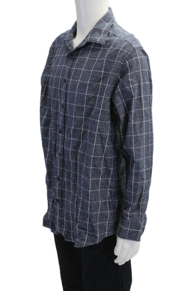 Charles Tyrwhitt Mens Cotton Geometric Print Button Down Shirt Blue Size L
