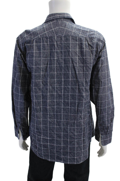 Charles Tyrwhitt Mens Cotton Geometric Print Button Down Shirt Blue Size L