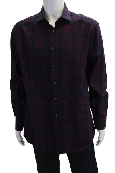 Charles Tyrwhitt Mens Cotton Plaid Print Button Down Shirt Red Size 16.5