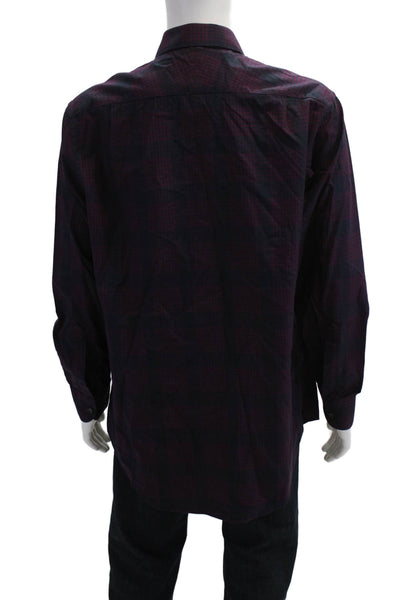 Charles Tyrwhitt Mens Cotton Plaid Print Button Down Shirt Red Size 16.5