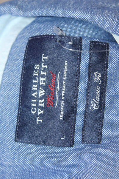 Charles Tyrwhitt Womens Cotton Long Sleeve Button Down Shirt Blue Size L