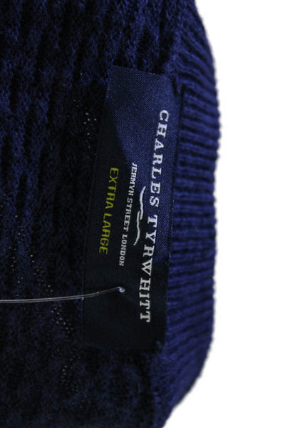 Charles Tyrwhitt Mens Dark Blue Pullover Crewneck Cotton Merino Sweater Size XL