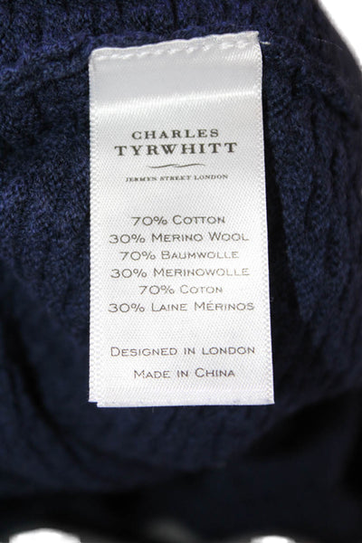 Charles Tyrwhitt Mens Dark Blue Pullover Crewneck Cotton Merino Sweater Size XL